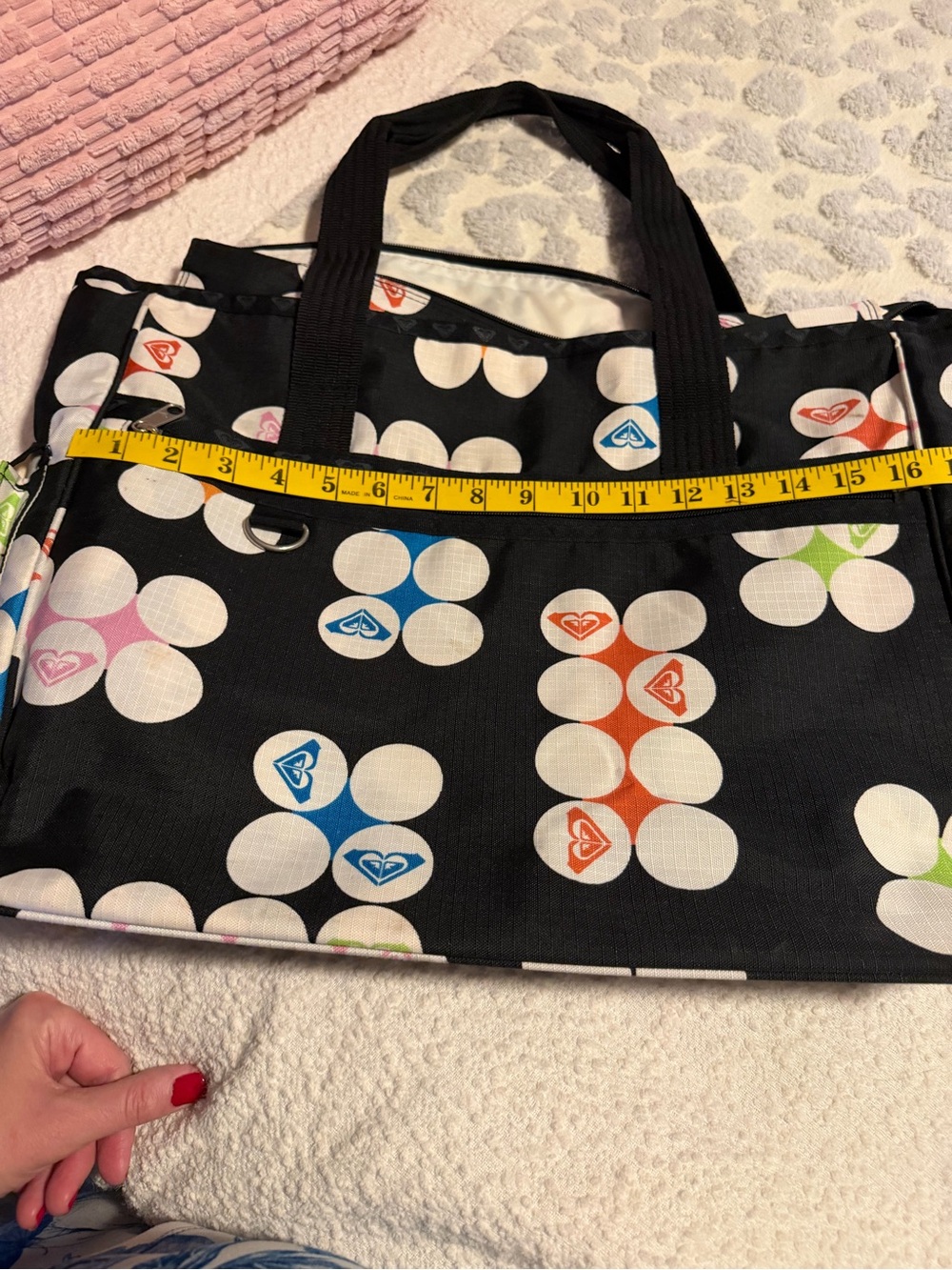 Roxy Black Tote with Multicolor Floral Dot Print - Picture 8 of 10